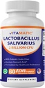 Vitamatic Lactobacillus Salivarius 2 Billion 당 DR 캡슐 - 60 조사 - 소화 지원 - Prebiotic Inulin 섬유 (1 병)로 만드는