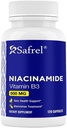 Safrel Niacinamide 500mg (비타민 B3) - 120 캡슐 - 피부 건강 & Blemish 지원 - 비 GMO, 글루텐 - 무료 - 남자와 여자의 건강을 위해 -