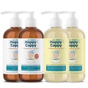 Happy Cappy Daily Medicated 샴푸 및 바디 워시 번들 - Baby Dandruff 샴푸, 크레이들 캡 및 Seborrheic Dermatitis, 적색, 피부과 검사, 향수 - 무료 - 4 조각