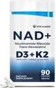 노화 방지 에너지 NAD 보충 – Nicotinamide Riboside 1000mg, Trans-Resveratrol 300mg, 비타민 D3 4000 IU 및 K2 110 mcg MK7와 NMN 대안 – 채식 60 캡슐, 1300mg
