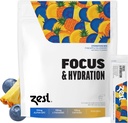 Zest 초점 & 생산력 에너지 음료 – 파인애플 블루 베리 100 mg 카페인, L-Theanine & 150 mg 알파 GPC Nootropics를 가진 청결한 에너지 분말 소포 – 기억을 위한 낮은 설탕 Electrolytes – 14의 지팡이