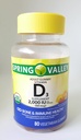 스프링 밸리 성인 거미 비타민 D3 보충, 2000IU, 50mcg USDA 유기, 80 채식 구미