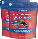 FundAminos Organic EAA Powder Blend | 매일 활력, 건강한 노화 및 균형 영양용 식물 기반 필수 아미노산 | 글루텐 무료, 비 GMO, 클린 라벨 - 2 백 (60 인분)