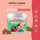 다비타민 고양이 – 90 소프트 체스 | 오메가 3, 살몬 오일, 글루코사민, MSM, Chondroitin, CoQ10, Probiotics, 비타민 B 복합체 & C | 피부, 관절, 심장, 면역력 지원 | 비-GMO