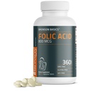 Bronson Folic 산 800 MCG는 Prenatal 발달, 1 년 공급, 비 GMO의 360의 정제를 지원합니다