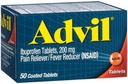 Advil 고통 Reliever/Fever 흡진기, 200 mg의 50의 입히는 정제.