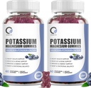 2 팩 칼륨 마그네슘 마그네슘 마그네슘 Gummies 칼륨 200 mg, 마그네슘 글리세라이드 320 mg 플러스 칼슘, 아연, 비타민 - 칼륨 보충제 다리 크림, 심장, 근육 건강 지원