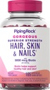 Piping Rock Hair Skin and Nails Vitamin | 165 Softgels | 5000 mcg of Biotin Extra Strength | Argan과 Coconut Oil | Non-GMO, 글루텐 무료 보충 교재