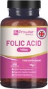 Folic Acid Tablets 400 mcg - 400 Vegan 비타민 B9 태블릿 | 13 개월 공급 | 비타민 B9 임신 관리 | 임신 중 면역 체계의 정상적인 기능 | 영국제 – Prowise