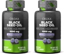 ORZAX 블랙 씨 오일 1000 mg 유기 냉 프레스 캡슐 헤어, 피부, 관절 - 오메가 3 6 9에 풍부한 - 비 GMO, 글루텐 무료 - (90 소프트 젤 캡슐) (팩 2)