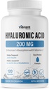 Hyaluronic 산 보충교재 200mg - 비타민 C 100mg와 더불어 120의 캡슐, 합동 & 피부 건강, 비 GMO 발효작용, 글루텐 자유로운, 제3자 시험되는, Bioavailable 공식