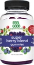 FeelGood Superfoods Super Berry Multivitamin 보조 식품, Acai, Amla, Lingonberry, Maqui, Bilberry 및 Aronia Berry Gummies, Berry 풍미, 비 GMO, 60 조사