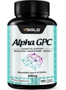 알파 GPC 콜린 보충교재 600mg, 99%+ 높은 순화, 콜린의 높게 생물 사용 가능한 근원, 180 Veggie 캡슐, Cognitive 증강 인자 Nootropic의 지원 기억 & 뇌 기능, Boosts 초점 & 계류