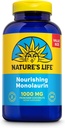 Nature's Life Monolaurin 1000 mg, 천연 원료 코코넛, 면역 지원 보충교재, Gut 건강, 균형 잡힌 Gut Flora, 60 일 보증, 125 서빙, 250 채식 캡슐