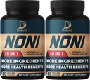 10in1 Noni 캡슐 - Elderberry, Boswellia, Turmeric, Ginger & More - 지원 근육, 합동, 소화 & 면역성이 있는 - 60의 Vegan 캡슐, 비 GMO & 글루텐 자유로운의 2개의 팩