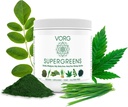VORG SuperGreens - #1 Chlorella, Barley Grass, Moringa, Kelp, Spirulina, Wheatgrass - 100 % 유기 - Probiotics, 섬유 및 효소 (1 주 공급)