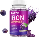 여성 & 아이를위한 철 Gummies - 비타민 C, B12, B6, 아연 - 혈액 빌더 및 에너지 - 혈액 빌더, Anemia - 60 Vegan 포도 풍미에 대한 철 Supplement Gummies 지원