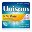 Unisom PM 고통 야간 수면 보조 + 통증 Reliever, Acetaminophen & Diphenhydramine HCI, 30의 모자, 50mg