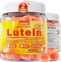 2 팩 Lutein 및 Zeaxanthin 보충제 Gummies (25mg) 비타민 A, C, E, Bilberry, Astaxanthin - 더 나은 흡수를위한 코코넛 오일 - 성인 및 청소년 비전, 눈, 두뇌, 피부 - Vegan, Sugar Free