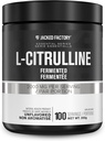 Jacked Factory L-Citrulline - Fermented L Citrulline Powder, 증가 된 혈액 흐름, 강도, 및 내구시간을위한 산화 산화물 부스터 - 100 서빙, Unflavored