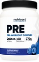 Nutricost Pre-Workout Complex Powder (60 서빙, 블루 라즈베리) - Beta-Alanine, Taurine 및 아미노산과 사전 운동 보충