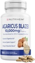 Agaricus Blazei 유기 버섯 추출물 Immune & 에너지 지원 - 30% 다당류 & 180 Veggie 캡슐 - 비 GMO, 글루텐 자유로운, Vegan-Friendly 보충교재