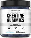 Jacked Factory Creatine Monohydrate Gummies (3g) - 근육 성장을 위한 크레아틴, 힘, 강화된 에너지 및 개량된 운동 성과 - 150 Gummies, 파란 나무 딸기