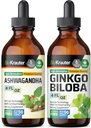 BIO KRAUTER Ashwagandha Tincture 4 Fl. Oz. & Ginkgo Biloba Tincture 4 Fl. 오즈.