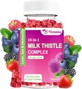 우유 이틀 Gummies, 10-in-1 Liver Cleanse Detox & Dandelion Root, Turmeric, Artichoke - Optimal Liver Function 및 Digestive Health - 혼합 베리 맛