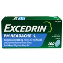 두통 기복을 위한 Excedrin PM, Acetaminophen 250mg, 아스피린 250mg, Diphenhydramine 구연산염 38mg, 고통 Reliever, 야간 수면 원조, 100 조사