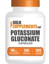 BulkSupplements.com 칼륨 Gluconate 캡슐 - 칼륨 Gluconate 보충, 칼륨 Gluconate 99mg, 칼륨 보충 - 글루텐 무료, 1 캡슐, 365 캡슐 (1 팩)