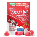 Creatine Monohydrate Gummies Complex for Men & Women,5 근육 힘, 근육 건축업자, 에너지 부스트, 전 운동 보충교재-120 Strawberry Gummies를 위한 전해질 Creatine Gummy