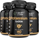 건강 복용량 칼륨 + Iodide (KI) 정제 - 130mg 140 정제 - Thyroid Support, Cellular Metabolism & Electrolyte Balance - Non-GMO, Gluten-Free, 3의 GMP 인증 팩