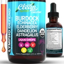 유기 림프 배수장치 보충교재 | 림프 지원 하락 | 버드 록 뿌리 Echinacea Elderberry Dandelion Astragalus 우유 이틀 바다 Moss 빨간 클로버 청결한 Nutra