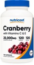 Nutricost 크랜베리 추출물 (25,000mg) (120 캡슐) 비타민 C & 비타민 E
