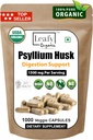 서빙 당 Psyllium Husk 1500mg, 1000 캡슐 - 두 배 힘 - 우수한 심플륨 섬유 보충교재 - 소화와 일정성을 위해 중대한 - 100% 자연적인 녹는 섬유