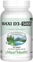 Maxi 건강 비타민 D3 5000 IU (125 mcg) - 높은 복용량 비타민 D 5000 IU - 건강한 뼈, 치아, 면역 지원 - Kosher 순수한 높은 효능 Vit D3 (90 정제)