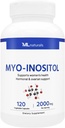 ML Naturals Myo-Inositol 2000 mg 120 야채 캡슐, NSF 인증 및 cGMP 준수