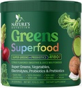 Greens Powder Superfood - 프리미엄 유기농 슈퍼 그린 주스 분말 - Probiotics, Wheat Grass, Enzymes, Spirulina, Chlorella Digestive & Gut Health, 스무디 음료 혼합 - 28 서빙