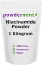 Niacinamide 분말 (비타민 B3) 100% 순수한 Niacin 분말 500 mg 홍조 자유로운 보충교재 (1 킬로그램)