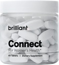 Brilliant Connect Period Health Supplement - Cramps, Fatigue, Irregular Periods, Hormonal Acne, Hot Flashes 및 More* - 천연 호르몬 밸런스 지원 * (60 정제)