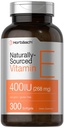 Horbäach Vitamin E Softgel 캡슐 | 400 iu | 268mg | 300 개 | Non-GMO 및 글루텐 무료 천연 소스형 | D-Alpha Tocopherol