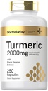 의사의 방법 심황 쿠르쿠민 보충 2000mg | 250 캡슐 | 블랙 페퍼 추출물 | Non-GMO, 글루텐 프리 컴플렉스