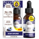 GuruNanda Black Seed Oil, Cold-Pressed Nigella Sativa - 비타민 D3 5000 단위, K2 및 E, High Thymoquinone의 풍부한 | 면역력 강화제, 비 GMO, 2 Fl.oz