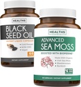 Black Seed Oil & Irish Sea Moss (1 개월 공급) - Black Seed Oil의 Wellness Duo 번들 (60 캡슐) Cold-Pressed Nigella Sativa & Irish Sea Moss (60 캡슐) Bioperine과 Bladderwrack