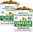 Allergy Relief + Omega 3 for Dogs Bundle - Anti-Itch Skin & Coat + Skin Allergy - 오메가 3 Fish Oil + EPA 및 DHA Fatty Acid - 가려움 & Paw Licking + Joint Health - 360 Chews - 미국에서 만든