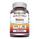 놀라운 수식 Niacin 보충 | 500 Mg Per 서빙 | 180 캡슐 | Non-GMO | 글루텐 프리 | 미국에서 제작