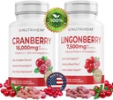 1개의 PAC 뭉치에서 모두 - 크랜베리 & Lingonberry 캡슐 - Urinary Tract를 위한 비타민 C와 25% Proanthocyanidins, Gut 건강, 산화를 억제하는 지원 - 비 GMO, 글루텐 자유로운, 채식주의자 보충교재