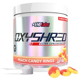 EHP Labs OxyShred Pre 운동 분말 - L 글루타민 & Acetyl L 카르니틴, 에너지 부스트 음료를 가진 Preworkout 분말 - 복숭아 사탕 반지, 60의 서빙