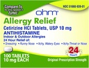 Ohm Cetirizine 10 mg 정제 - 모든 일 알레르기 완화 - 100 개 조사 - Hay Fever, Pollen, Dry Itchy Eyes를위한 항 히스타민 - 모든 일 알레르기의 효과적인 구호